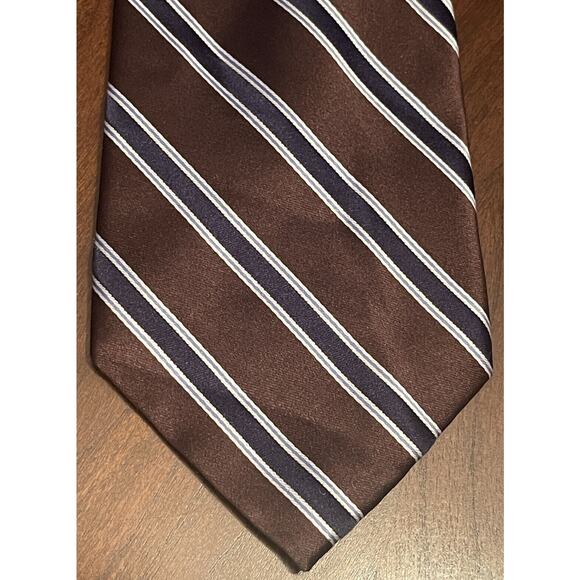 U.s. Polo Assn. Brown Blue 100% Silk Men’s Neck Tie Made In China - Picture 1 of 9